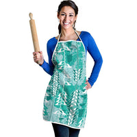 Teal Hawaii Tapa Pattern Apron With Heliconia Vintage Style