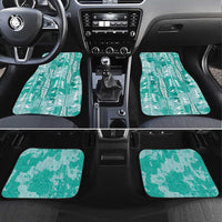 Teal Hawaii Tapa Pattern Car Mats With Heliconia Vintage Style