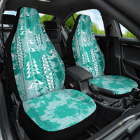 Teal Hawaii Tapa Pattern Car Seat Cover With Heliconia Vintage Style
