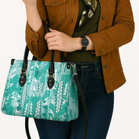 Teal Hawaii Tapa Pattern Leather Bag With Heliconia Vintage Style