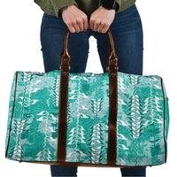Teal Hawaii Tapa Pattern Travel Bag With Heliconia Vintage Style