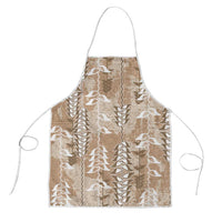 Beige Hawaii Tapa Pattern Apron With Heliconia Vintage Style