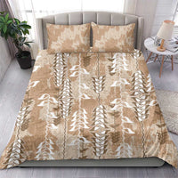 Beige Hawaii Tapa Pattern Bedding Set With Heliconia Vintage Style