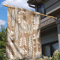 Beige Hawaii Tapa Pattern Garden Flag With Heliconia Vintage Style