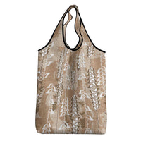 Beige Hawaii Tapa Pattern Grocery Bag With Heliconia Vintage Style