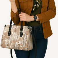 Beige Hawaii Tapa Pattern Leather Bag With Heliconia Vintage Style