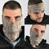 Beige Hawaii Tapa Pattern Neck Gaiter With Heliconia Vintage Style