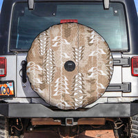 Beige Hawaii Tapa Pattern Spare Tire Cover With Heliconia Vintage Style