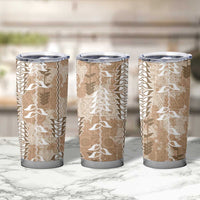 Beige Hawaii Tapa Pattern Tumbler Cup With Heliconia Vintage Style