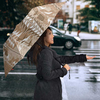 Beige Hawaii Tapa Pattern Umbrella With Heliconia Vintage Style