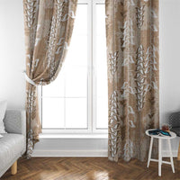 Beige Hawaii Tapa Pattern Window Curtain With Heliconia Vintage Style