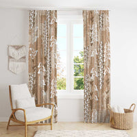 Beige Hawaii Tapa Pattern Window Curtain With Heliconia Vintage Style
