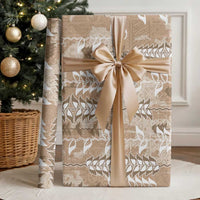 Beige Hawaii Tapa Pattern Wrapping Paper With Heliconia Vintage Style