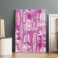Magenta Hawaii Tapa Pattern Canvas Wall Art With Heliconia Vintage Style