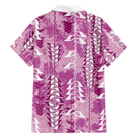 Magenta Hawaii Tapa Pattern Family Matching Mermaid Dress and Hawaiian Shirt With Heliconia Vintage Style LT05 - Polynesian Pride