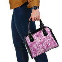 Magenta Hawaii Tapa Pattern Shoulder Handbag With Heliconia Vintage Style