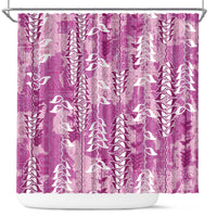 Magenta Hawaii Tapa Pattern Shower Curtain With Heliconia Vintage Style
