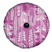 Magenta Hawaii Tapa Pattern Spare Tire Cover With Heliconia Vintage Style