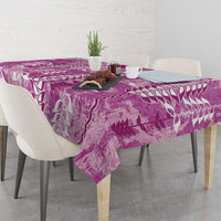 Magenta Hawaii Tapa Pattern Tablecloth With Heliconia Vintage Style