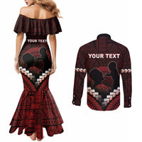 Personalised Tonga Happy Father's Day Couples Matching Mermaid Dress and Long Sleeve Button Shirt Ofa Lahi Atu Dad Polynesian Tribal LT05 - Polynesian Pride