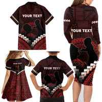 Personalised Tonga Happy Father's Day Family Matching Long Sleeve Bodycon Dress and Hawaiian Shirt Ofa Lahi Atu Dad Polynesian Tribal LT05 - Polynesian Pride