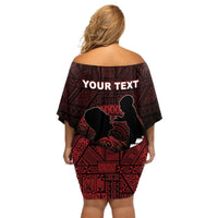 Personalised Tonga Happy Father's Day Off Shoulder Short Dress Ofa Lahi Atu Dad Polynesian Tribal LT05 - Polynesian Pride