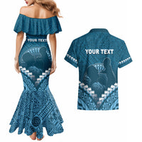 Personalised Fiji Happy Father's Day Couples Matching Mermaid Dress and Hawaiian Shirt Au Lomani Iko Dad Polynesian Tribal LT05 - Polynesian Pride