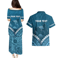 Personalised Fiji Happy Father's Day Couples Matching Puletasi and Hawaiian Shirt Au Lomani Iko Dad Polynesian Tribal LT05 - Polynesian Pride