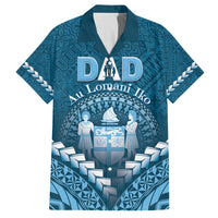 Personalised Fiji Happy Father's Day Family Matching Puletasi and Hawaiian Shirt Au Lomani Iko Dad Polynesian Tribal LT05 Dad's Shirt - Short Sleeve Blue - Polynesian Pride