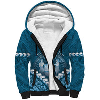 Personalised Fiji Happy Father's Day Sherpa Hoodie Au Lomani Iko Dad Polynesian Tribal LT05 Unisex Blue - Polynesian Pride