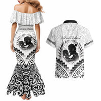 Personalised New Zealand Happy Father's Day Couples Matching Mermaid Dress and Hawaiian Shirt Aroha Ahau Ki A Koe Papa Polynesian Tribal LT05 - Polynesian Pride
