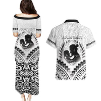 Personalised New Zealand Happy Father's Day Couples Matching Puletasi and Hawaiian Shirt Aroha Ahau Ki A Koe Papa Polynesian Tribal LT05 - Polynesian Pride