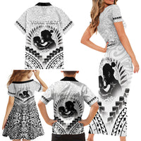 Personalised New Zealand Happy Father's Day Family Matching Short Sleeve Bodycon Dress and Hawaiian Shirt Aroha Ahau Ki A Koe Papa Polynesian Tribal LT05 - Polynesian Pride