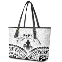 New Zealand Happy Father's Day Leather Tote Bag Aroha Ahau Ki A Koe Papa Polynesian Tribal LT05 - Polynesian Pride