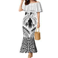 Personalised New Zealand Happy Father's Day Mermaid Dress Aroha Ahau Ki A Koe Papa Polynesian Tribal LT05 Women White - Polynesian Pride