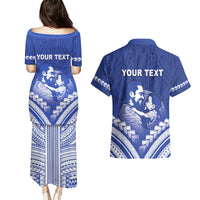 Personalised Samoa Happy Father's Day Couples Matching Puletasi and Hawaiian Shirt Ou Te Alofa Ia Te Oe Tama Dad Polynesian Tribal LT05 - Polynesian Pride