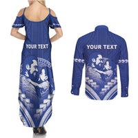 Personalised Samoa Happy Father's Day Couples Matching Summer Maxi Dress and Long Sleeve Button Shirt Ou Te Alofa Ia Te Oe Tama Dad Polynesian Tribal LT05 - Polynesian Pride