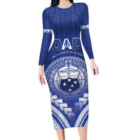 Personalised Samoa Happy Father's Day Family Matching Long Sleeve Bodycon Dress and Hawaiian Shirt Ou Te Alofa Ia Te Oe Tama Dad Polynesian Tribal