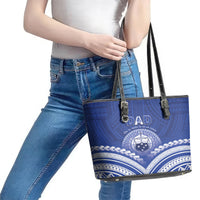 Samoa Happy Father's Day Leather Tote Bag Ou Te Alofa Ia Te Oe Tama Dad Polynesian Tribal