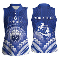 Personalised Samoa Happy Father's Day Women Sleeveless Polo Shirt Ou Te Alofa Ia Te Oe Tama Dad Polynesian Tribal