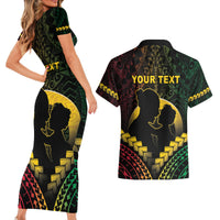 Personalised Vanuatu Happy Father's Day Couples Matching Short Sleeve Bodycon Dress and Hawaiian Shirt Mi Lavem Yu Papa Polynesian Tribal LT05 - Polynesian Pride