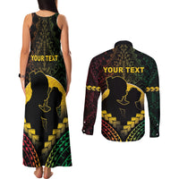 Personalised Vanuatu Happy Father's Day Couples Matching Tank Maxi Dress and Long Sleeve Button Shirt Mi Lavem Yu Papa Polynesian Tribal LT05 - Polynesian Pride