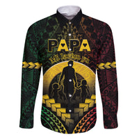 Personalised Vanuatu Happy Father's Day Family Matching Long Sleeve Bodycon Dress and Hawaiian Shirt Mi Lavem Yu Papa Polynesian Tribal LT05 Dad's Shirt - Long Sleeve Reggae - Polynesian Pride