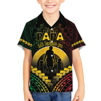 Personalised Vanuatu Happy Father's Day Family Matching Long Sleeve Bodycon Dress and Hawaiian Shirt Mi Lavem Yu Papa Polynesian Tribal LT05 Son's Shirt Reggae - Polynesian Pride