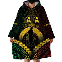Personalised Vanuatu Happy Father's Day Wearable Blanket Hoodie Mi Lavem Yu Papa Polynesian Tribal