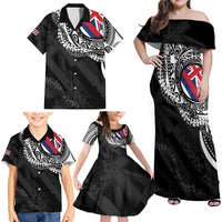 Hawaii Flag Day Family Matching Off Shoulder Maxi Dress and Hawaiian Shirt Hawaiian Maile Lei LT05 - Polynesian Pride