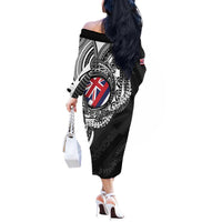 Hawaii Flag Day Off The Shoulder Long Sleeve Dress Hawaiian Maile Lei LT05 - Polynesian Pride