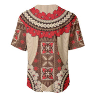 Samoa Language Week Baseball Jersey Samoan Motif With Red Hibiscus