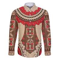 Samoa Language Week Family Matching Long Sleeve Bodycon Dress and Hawaiian Shirt Samoan Motif With Red Hibiscus