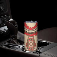 Samoa Language Week Skinny Tumbler Samoan Motif With Red Hibiscus